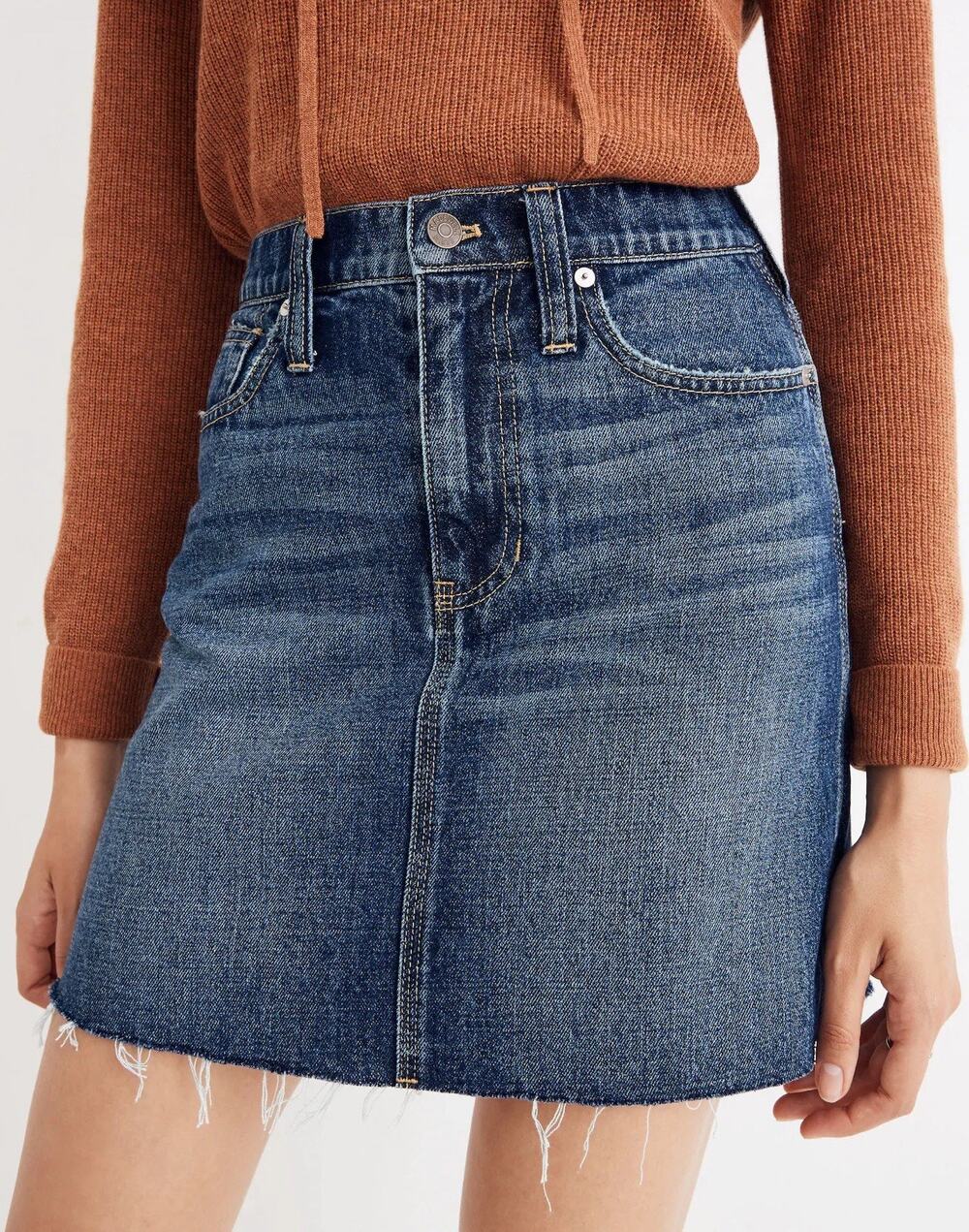 NWT Madewell Plus Rigid Denim Straight Mini Skirt Reworked Maxdale Wash 35P